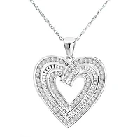 1/2 CTW Natural Diamond Heart Pendant in Sterling Silver
