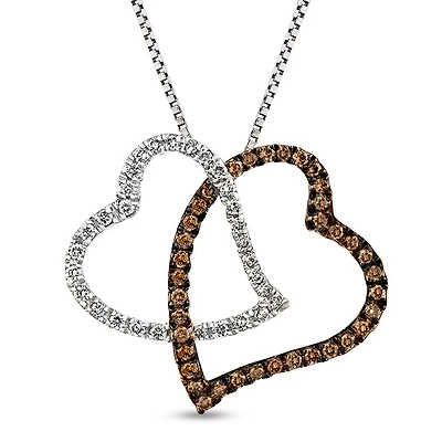 1/4 CTW Natural Diamond Heart Double Pendant in Sterling Silver