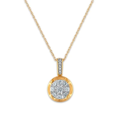 1/4 CTW Natural Diamond Cluster 18-inch Pendant in 10KT White and Yellow Gold