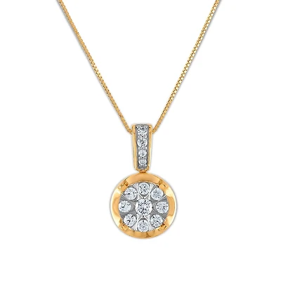 1/2 CTW Natural Diamond Cluster 18-inch Pendant in 10KT White and Yellow Gold