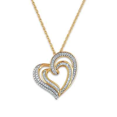 1/2 CTW Natural Diamond Heart 18-inch Pendant in 10KT Yellow Gold