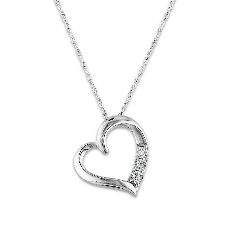 1/30 CTW Natural Diamond Heart 18-inch Pendant in 10KT White Gold