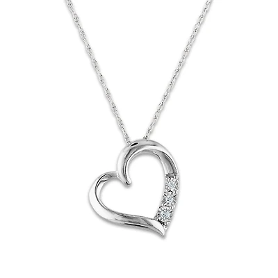 1/30 CTW Natural Diamond Heart 18-inch Pendant in 10KT White Gold