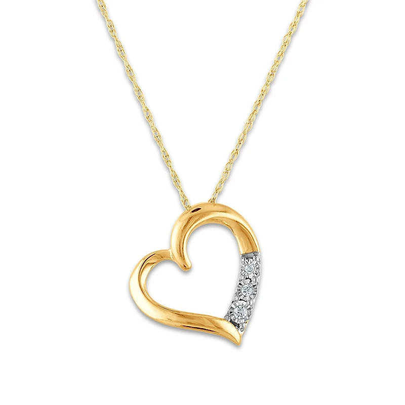 1/30 CTW Natural Diamond Heart 18-inch Pendant in 10KT Yellow Gold