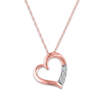 1/30 CTW Natural Diamond Heart 18-inch Pendant in 10KT Rose Gold
