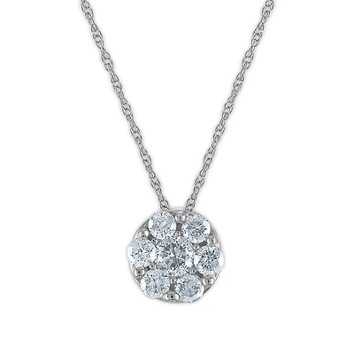 1/2 CTW Natural Diamond Cluster 18-inch Pendant in 10KT White Gold