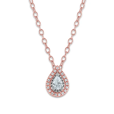 1/7 CTW Natural Diamond Halo 18-inch Pendant in 10KT Rose Gold