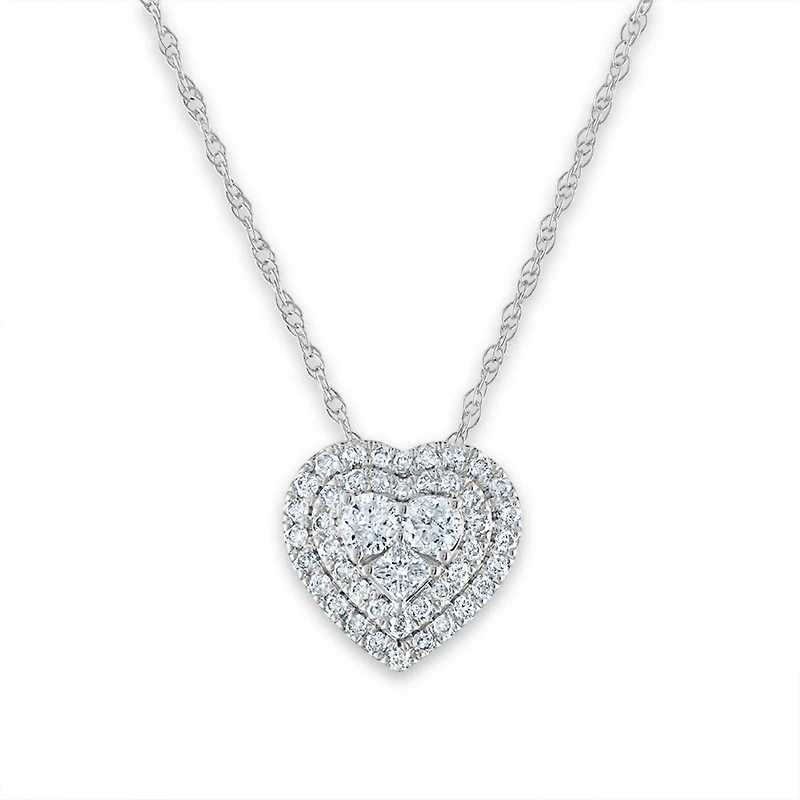 1/3 CTW Natural Diamond Heart 18-inch Pendant in 10KT White Gold