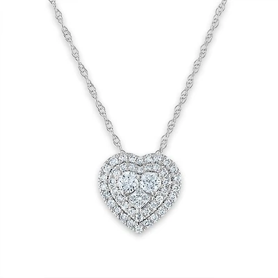 1/3 CTW Natural Diamond Heart 18-inch Pendant in 10KT White Gold
