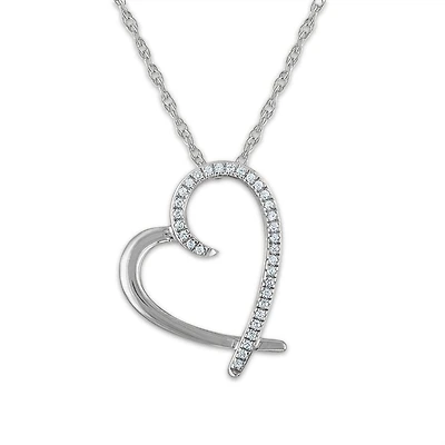 1/10 CTW Natural Diamond Heart 18-inch Pendant in 10KT White Gold
