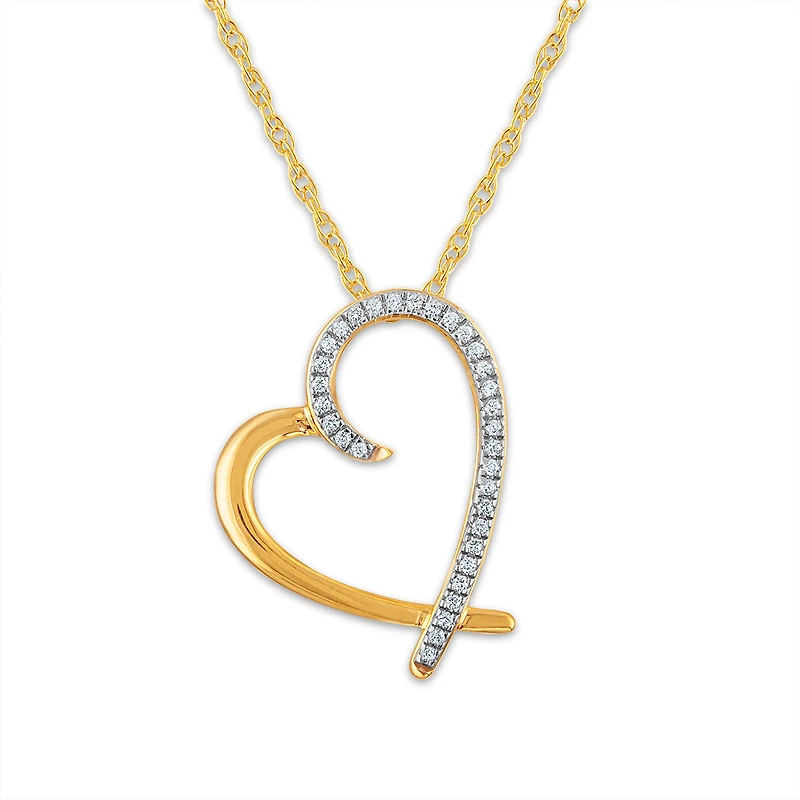 1/10 CTW Natural Diamond Heart 18-inch Pendant in 10KT Yellow Gold