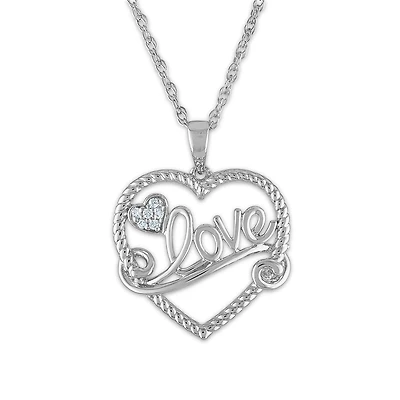 1/30 CTW Natural Diamond Heart 18-inch Pendant in Sterling Silver