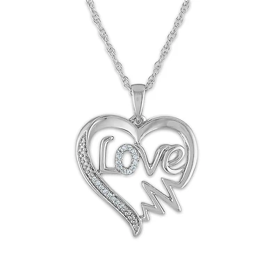 1/16 CTW Natural Diamond Heart 18-inch Pendant in Sterling Silver