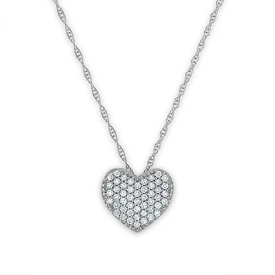 1/5 CTW Natural Diamond Heart 18-inch Pendant in 10KT White Gold