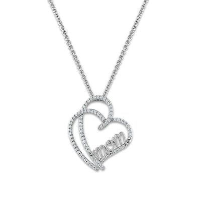 1/4 CTW Natural Diamond 18-inch Mom Pendant in Sterling Silver