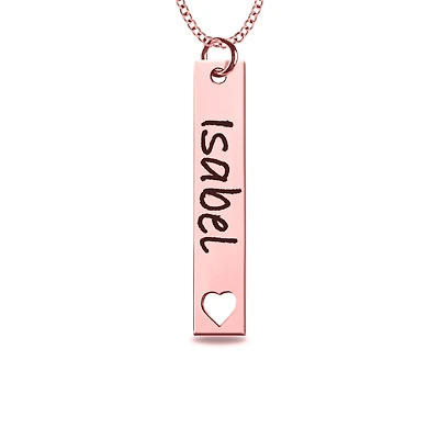 Mitchell K 10KT Rose Gold 8X40MM 18-inch Engravable Necklace with Heart Cutout Design. See Details*
