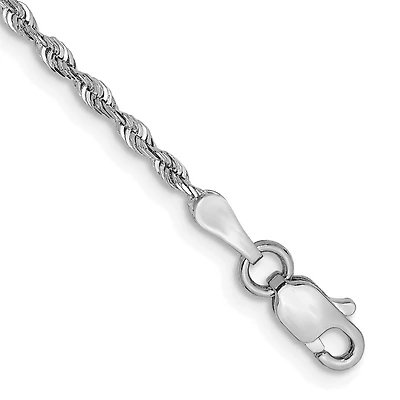 10KT White Gold 8-inch 1.85MM Diamond-cut Rope Bracelet