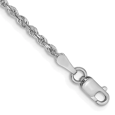 10KT White Gold 8-inch 2MM Diamond-cut Rope Bracelet