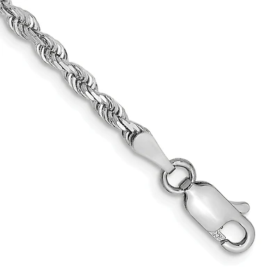 10KT White Gold 9-inch 2.75MM Diamond-cut Rope Bracelet
