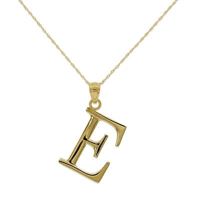 10KT Yellow Gold 18-inch 30MM Initial Pendant; Initial E