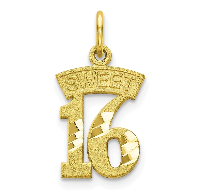10KT Yellow Gold 20X11MM Sweet 16 Charm. Chain not Included
