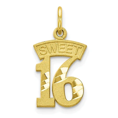 10KT Yellow Gold 20X11MM Sweet 16 Charm. Chain not Included