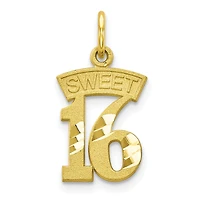 10KT Yellow Gold 20X11MM Sweet 16 Charm. Chain not Included
