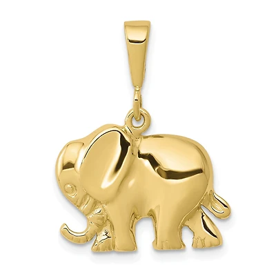 10KT Yellow Gold 25X17MM Elephant Pendant. Chain Not Included