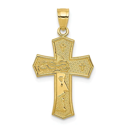 10KT Yellow Gold 28X16MM Reversible Cross Pendant. Chain Not Included