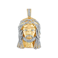 10KT Yellow Gold 2-1/3 CTW Natural Diamond 48X30MM Jesus Christ Pendant. Chain Not Included