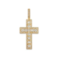10KT Yellow Gold 2-1/4 CTW Natural Diamond 62X29MM Cross Pendant. Chain Not Included