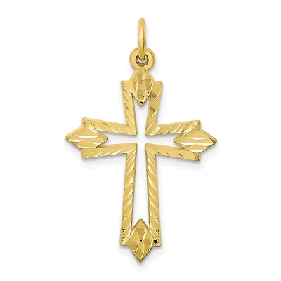 10KT Yellow Gold 30X21MM Diamond-cut Cross Pendant. Chain Not Included