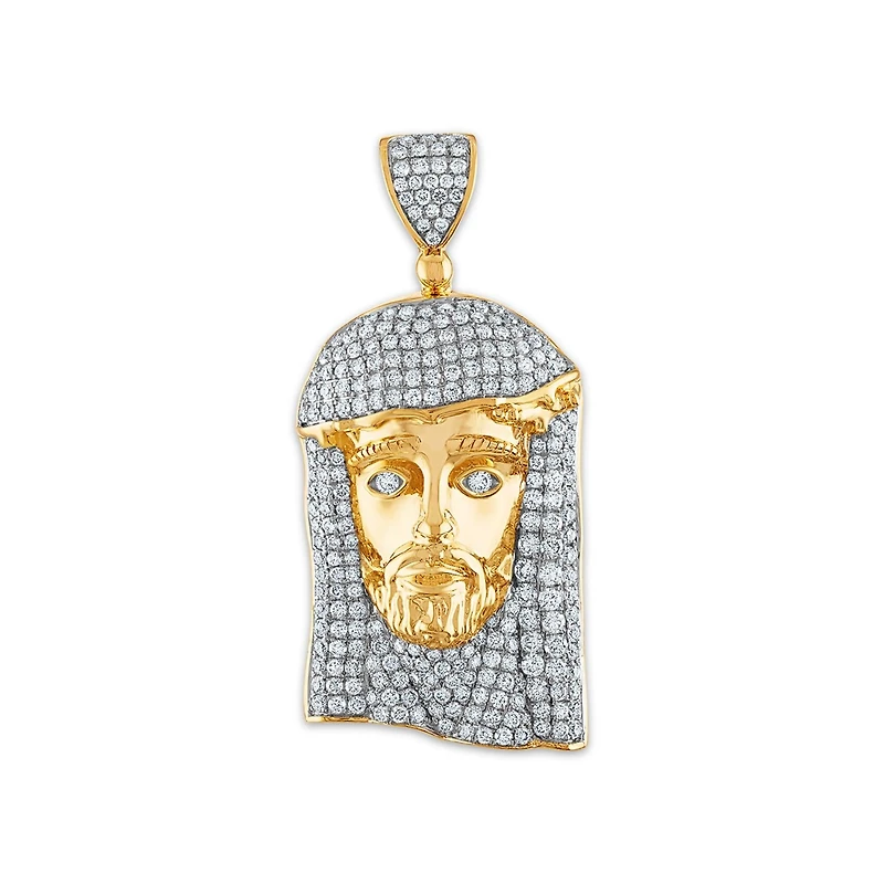 10KT Yellow Gold 3 CTW Natural Diamond 50X22MM Jesus Christ Pendant. Chain Not Included