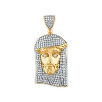10KT Yellow Gold 3 CTW Natural Diamond 50X22MM Jesus Christ Pendant. Chain Not Included