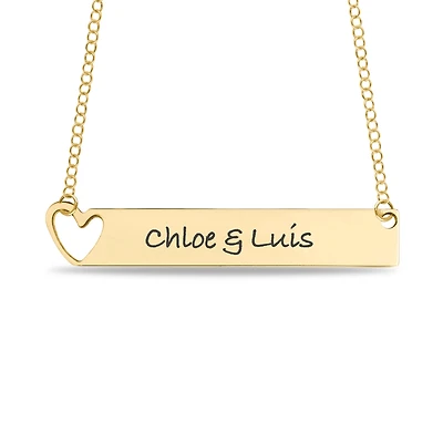 Mitchell K 10KT Yellow Gold 40X8MM 18-inch Engravable Necklace with Heart Cutout Design. See Details*