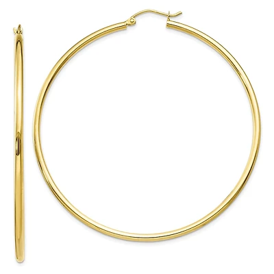 10KT Yellow Gold 55X2MM Hoop Earrings