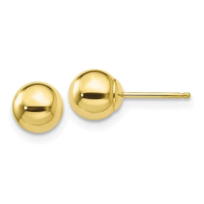 10KT Yellow Gold 6MM Ball Stud Earrings