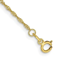 10KT Yellow Gold 9-inch 1.1MM Singapore Anklet