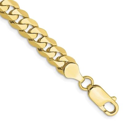 10KT Yellow Gold 9-inch 6.75MM Flat Beveled Curb Bracelet