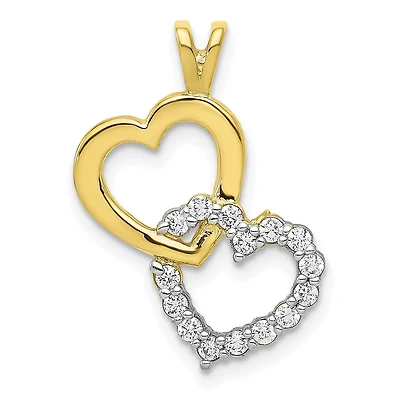10KT Yellow Gold Cubic Zirconia 21X15MM Heart Pendant. Chain Not Included