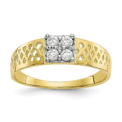 10KT Yellow Gold Cubic Zirconia Baby Ring; Size 1
