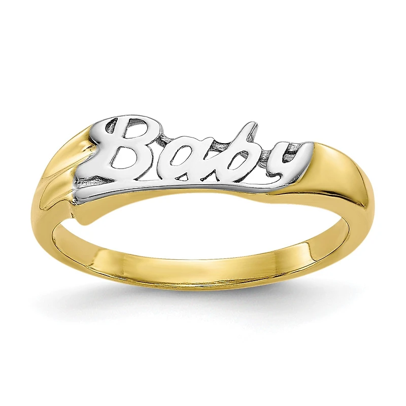 10KT Yellow Gold With Rhodium Plating Childrens Ring; Size 3