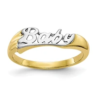 10KT Yellow Gold With Rhodium Plating Childrens Ring; Size 3
