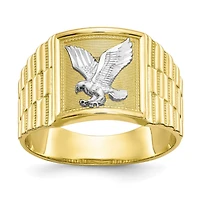 10KT Yellow Gold with Rhodium Plating Eagle Ring; Size 10