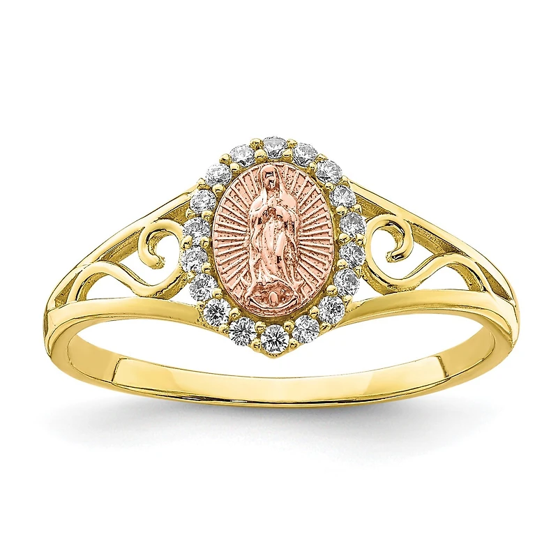10KT Yellow and Rose Gold Cubic Zirconia Guadalupe Ring; Size 8