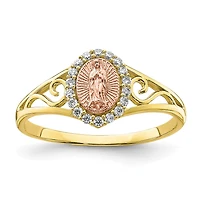 10KT Yellow and Rose Gold Cubic Zirconia Guadalupe Ring; Size 8