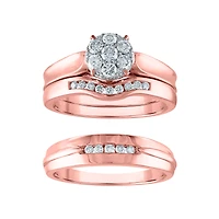 5/8 CTW Natural Diamond Wedding Trio Set in 10KT Rose Gold