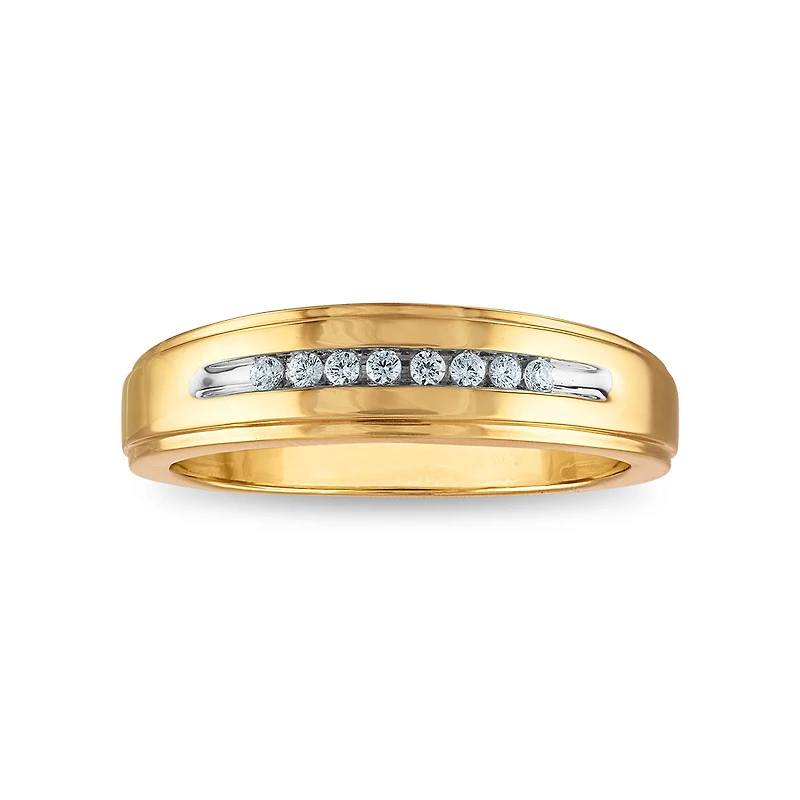 1/10 CTW Natural Diamond Wedding Channel Set Ring in 10KT Yellow Gold