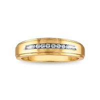 1/10 CTW Natural Diamond Wedding Channel Set Ring in 10KT Yellow Gold