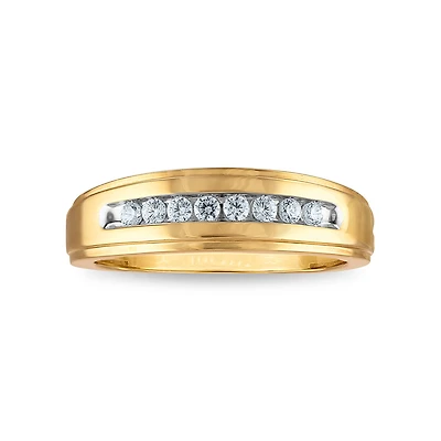 1/4 CTW Natural Diamond Wedding Channel Set Ring in 10KT Yellow Gold
